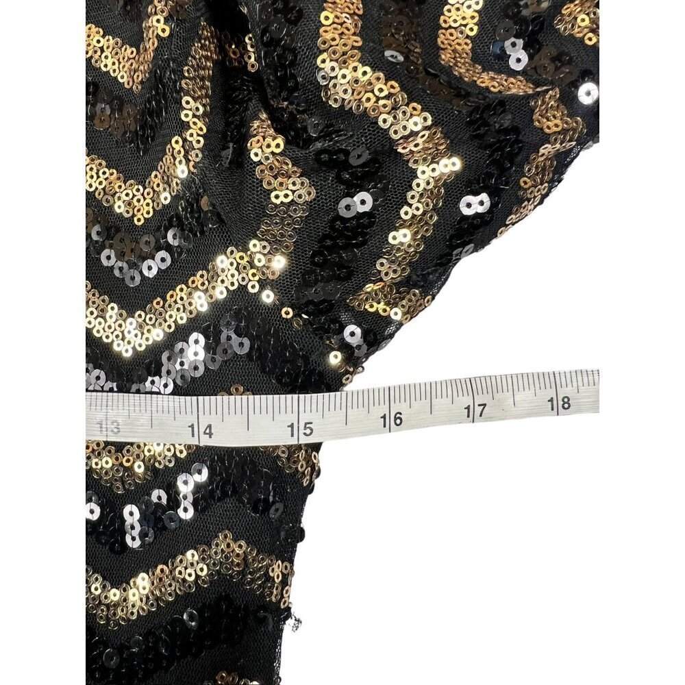 H&M Women's Sequin Black & Gold Mini Dress - Picture 3 of 6